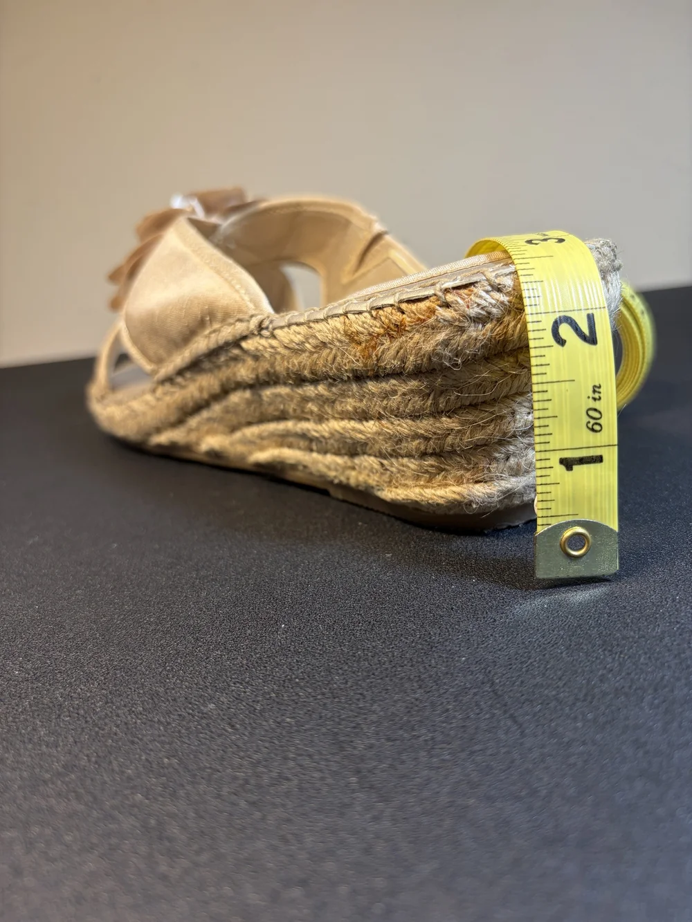 Life Stride Comfy Beige Espadrille Wedge Slides with Decorative Flower Size 11M